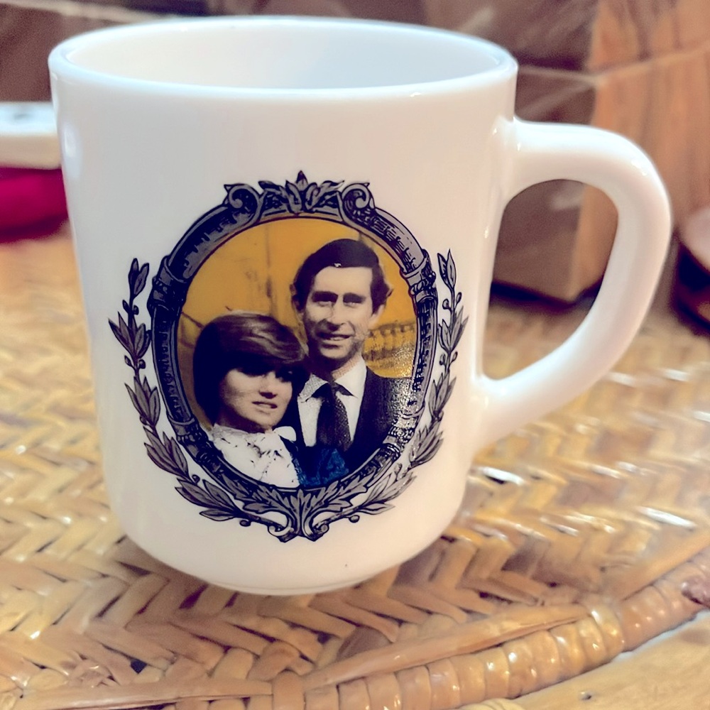 Vintage Princess Di Royal Wedding Mug Milk Glass 1981